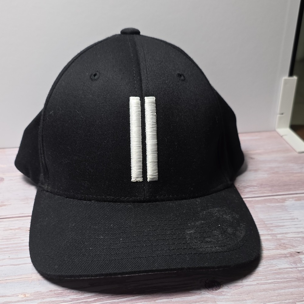 Flexfit Black Stretch Fit Twill Baseball Cap Hat Double Barrel Logo S-M